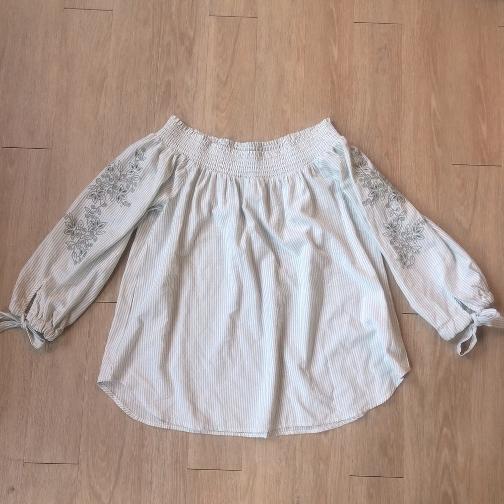 Boutique Flowy Off Shoulder Top